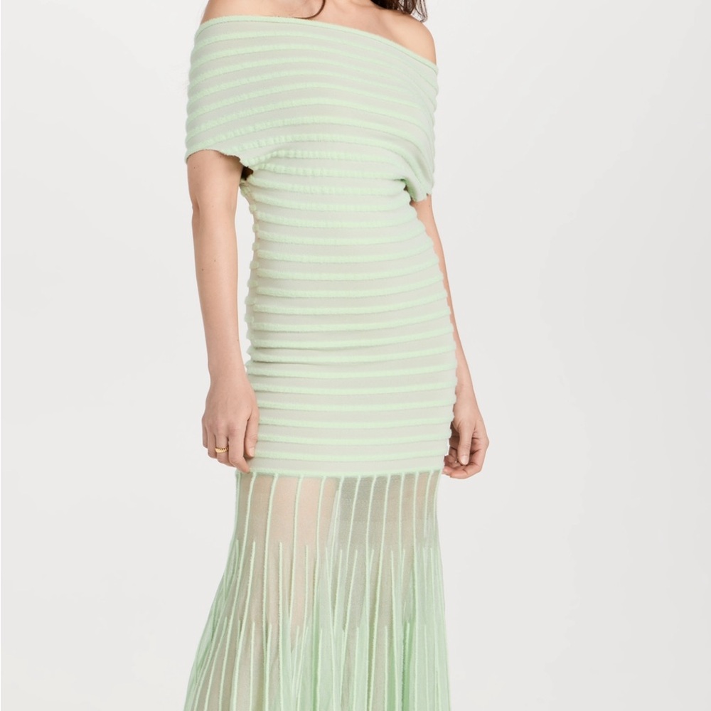 Alexis Light Green Off-Shoulder Maxi Dress